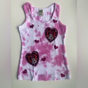 Tee-Hee Minnie Mouse Pink White Tie Dye Tank Top - Size 3